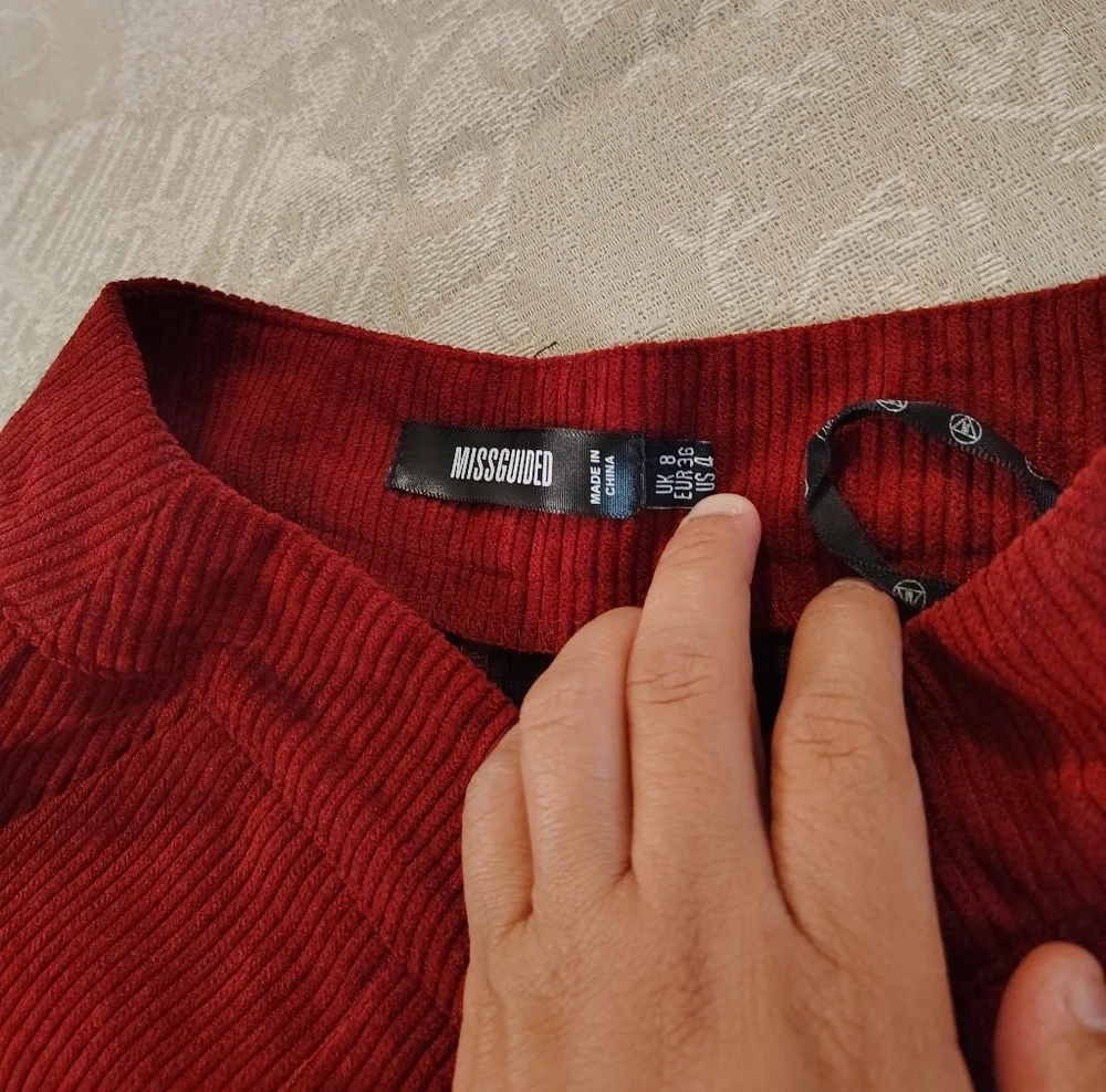 Missguided Deep Red Corduroy Top